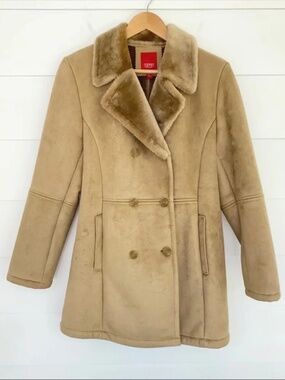Vintage Esprit Faux Suede Faux Fur Coat Medium